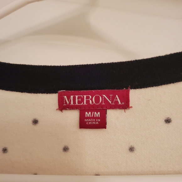 Merona Polkadot Cardigan - Cream Black M - Picture 2 of 4